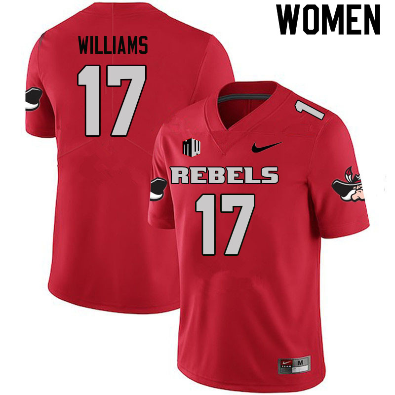 Women #17 Kris Williams UNLV Rebels College Football Jerseys Sale-Scarlet - Click Image to Close